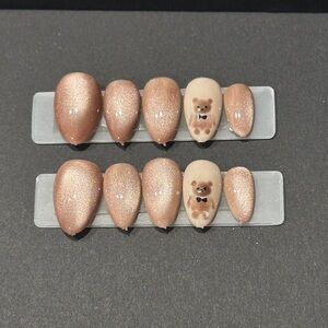 Cat Eye Teddy Bear Press-On Nails